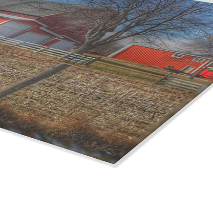 U R There Photography Clifford Road Red II Rustic Farmhouse Tempered-Glass Cutting Board
