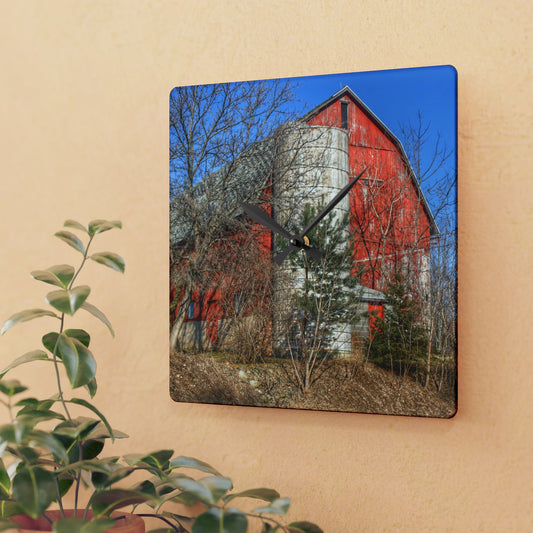 U R There Photography Van Dyke Red I Rustic Farmhouse Acrylic Analog Wall Clock