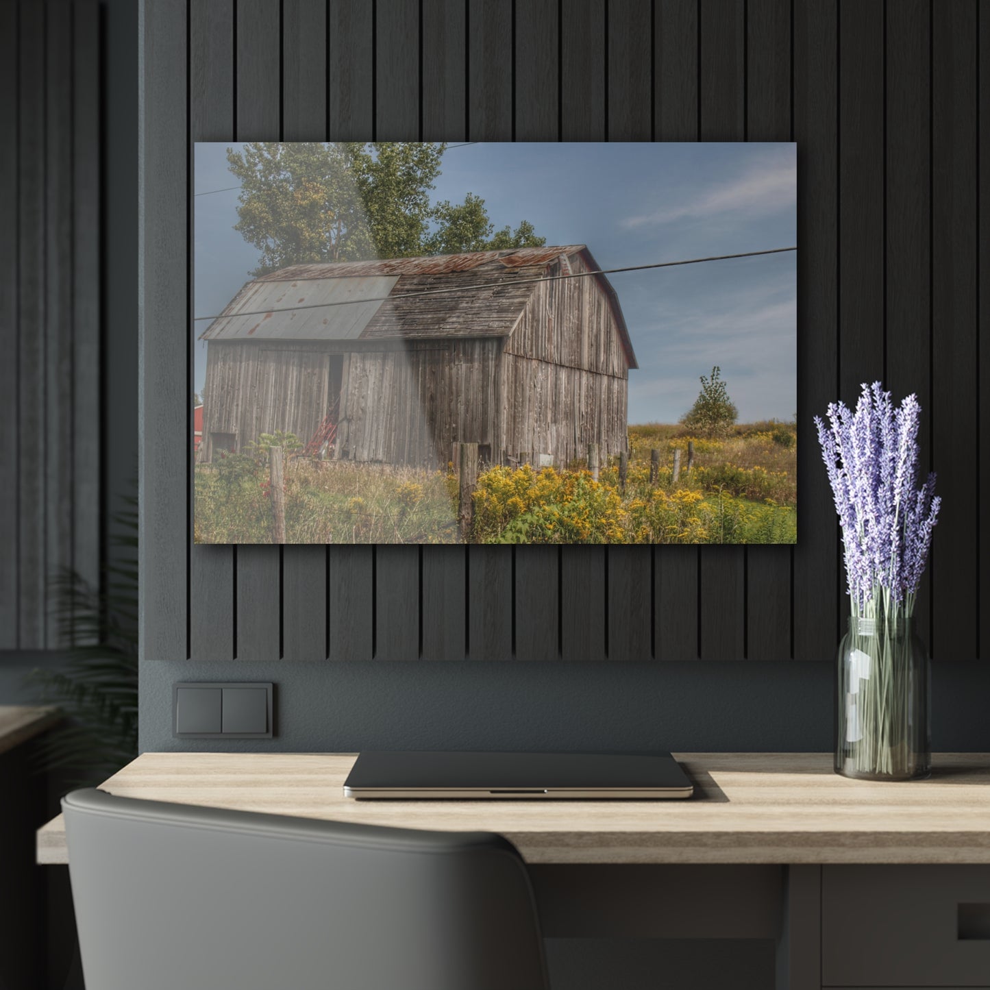 U R There Photography Schott Road Grey I Rustic Farmhouse Acrylic Wall Print