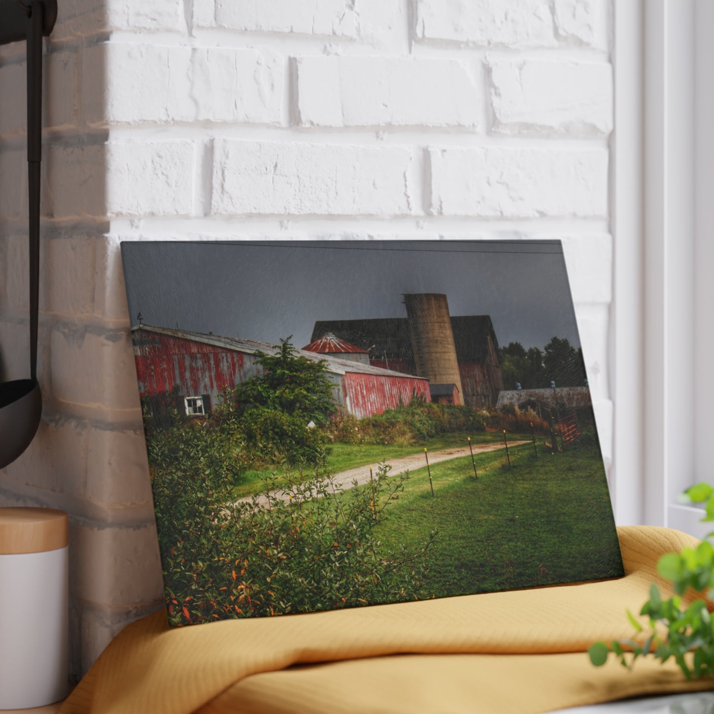 U R There Photography Path of Barns Rustic Farmhouse Tempered-Glass Cutting Board