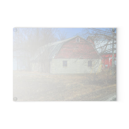 U R There Photography Indian Trail Block Barn at the Bend Rustic Farmhouse Tempered-Glass Cutting Board