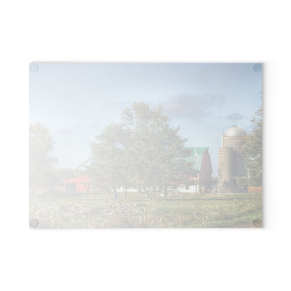 U R There Photography Croswell Wagner Road Red Rustic Farmhouse Tempered-Glass Cutting Board