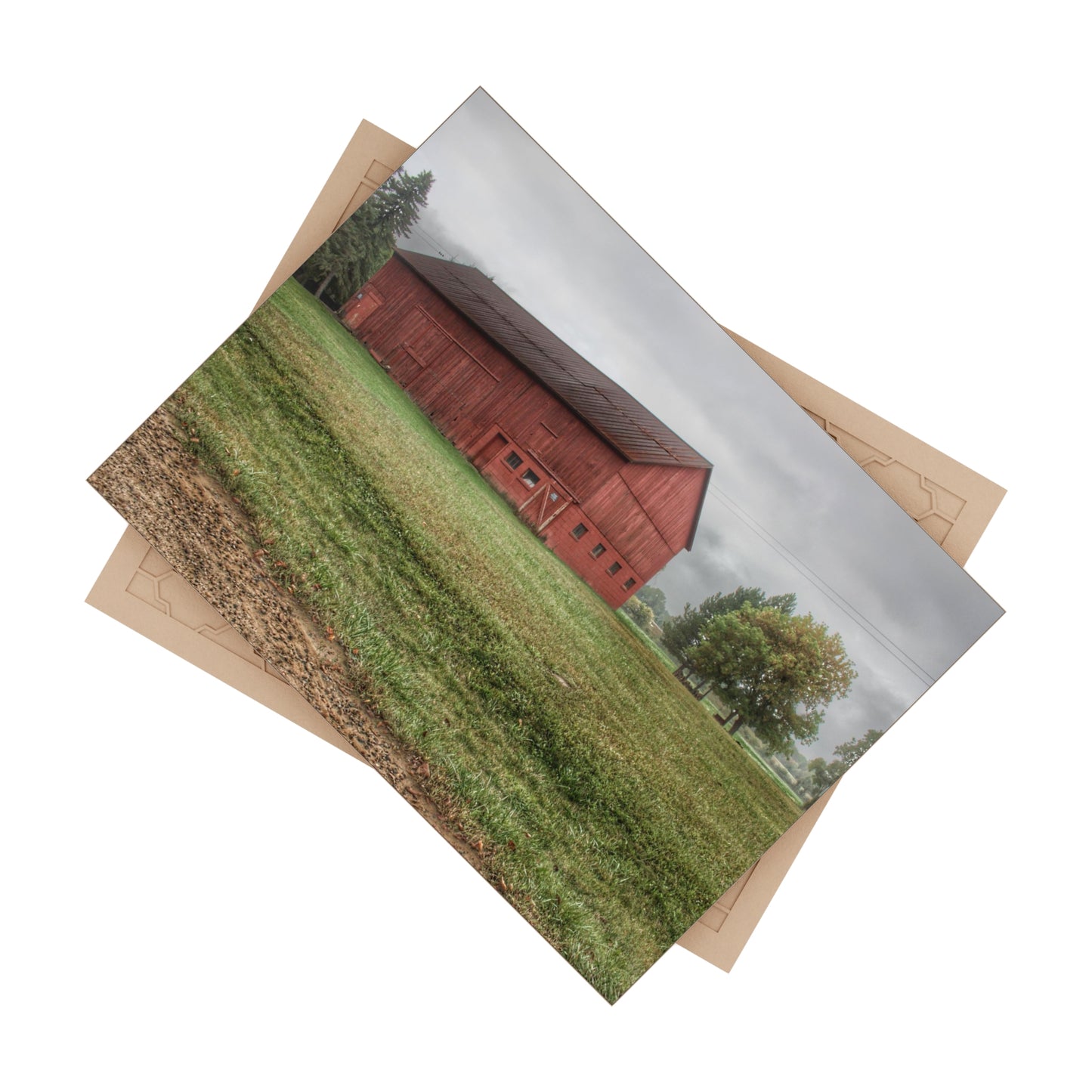 U R There Photography Birch Road Red Rustic Farmhouse Decorative Ceramic Tile