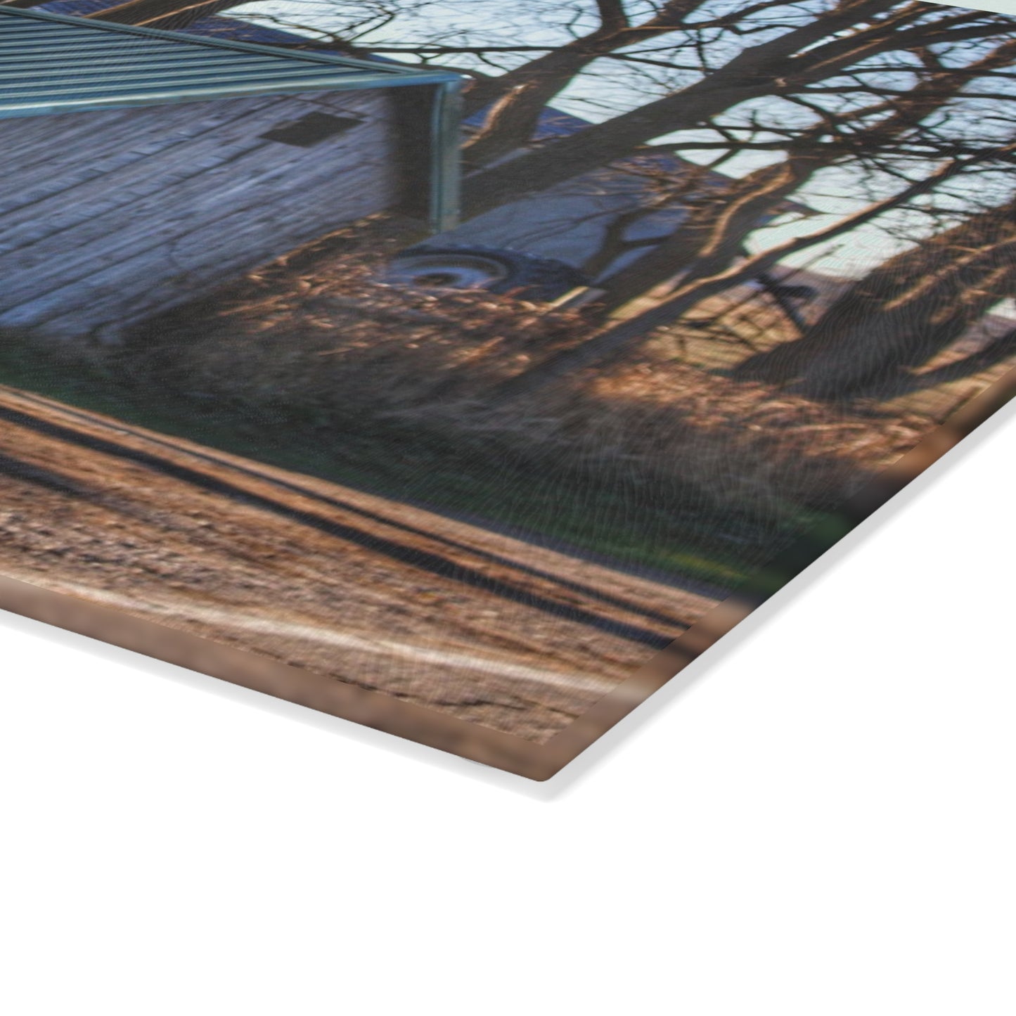 U R There Photography Baldwin Roadside Shack Rustic Farmhouse Tempered-Glass Cutting Board