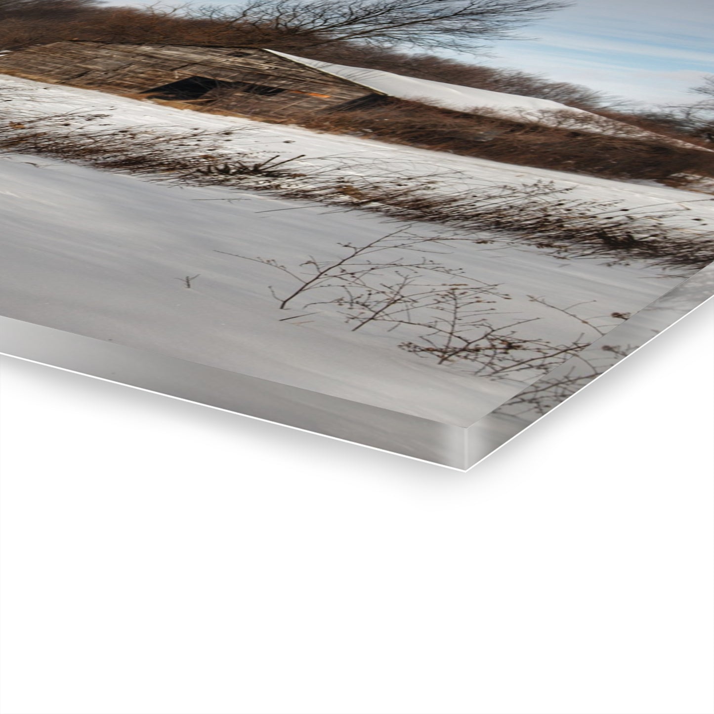 U R There Photography Frozen Grey Shack of Kingston Rustic Farmhouse Acrylic Wall Print