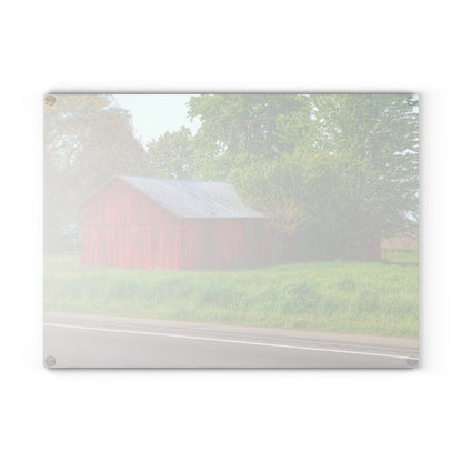 U R There Photography M-25 Little Red Rustic Farmhouse Tempered-Glass Cutting Board