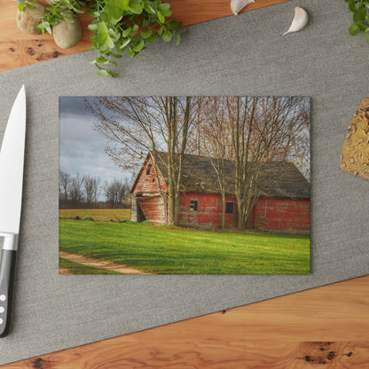 U R There Photography Centerline Shack Rustic Farmhouse Tempered-Glass Cutting Board