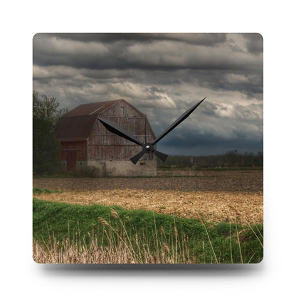 U R There Photography Sandusky Grey I Rustic Farmhouse Acrylic Analog Wall Clock