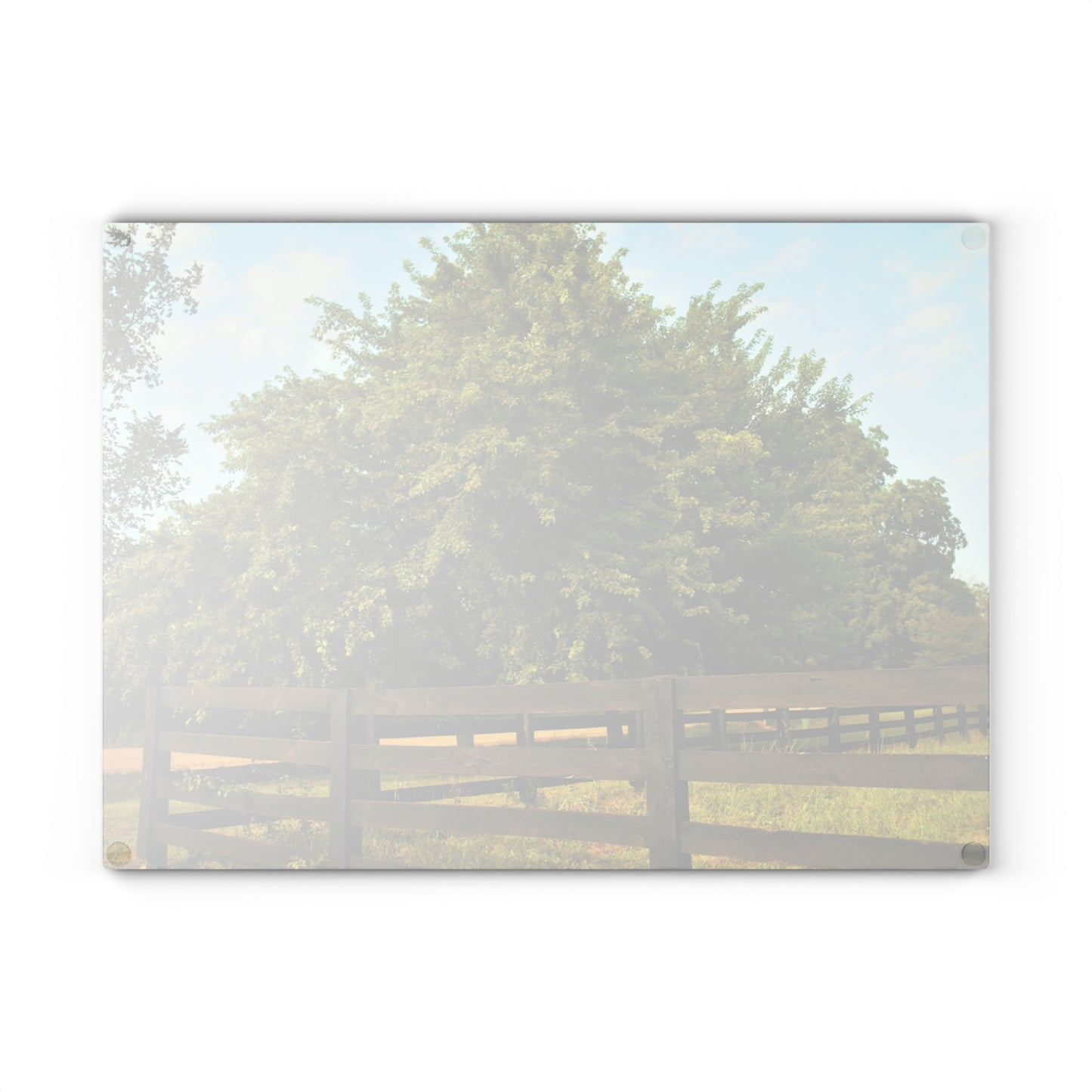 U R There Photography Country Fence and Tree in Metamora Rustic Farmhouse Tempered-Glass Cutting Board