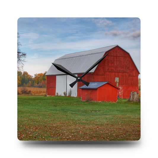 Ruth Reds Rustic Farmhouse Acrylic Analog Wall Clock 10.75'' × 10.75'' (Square)