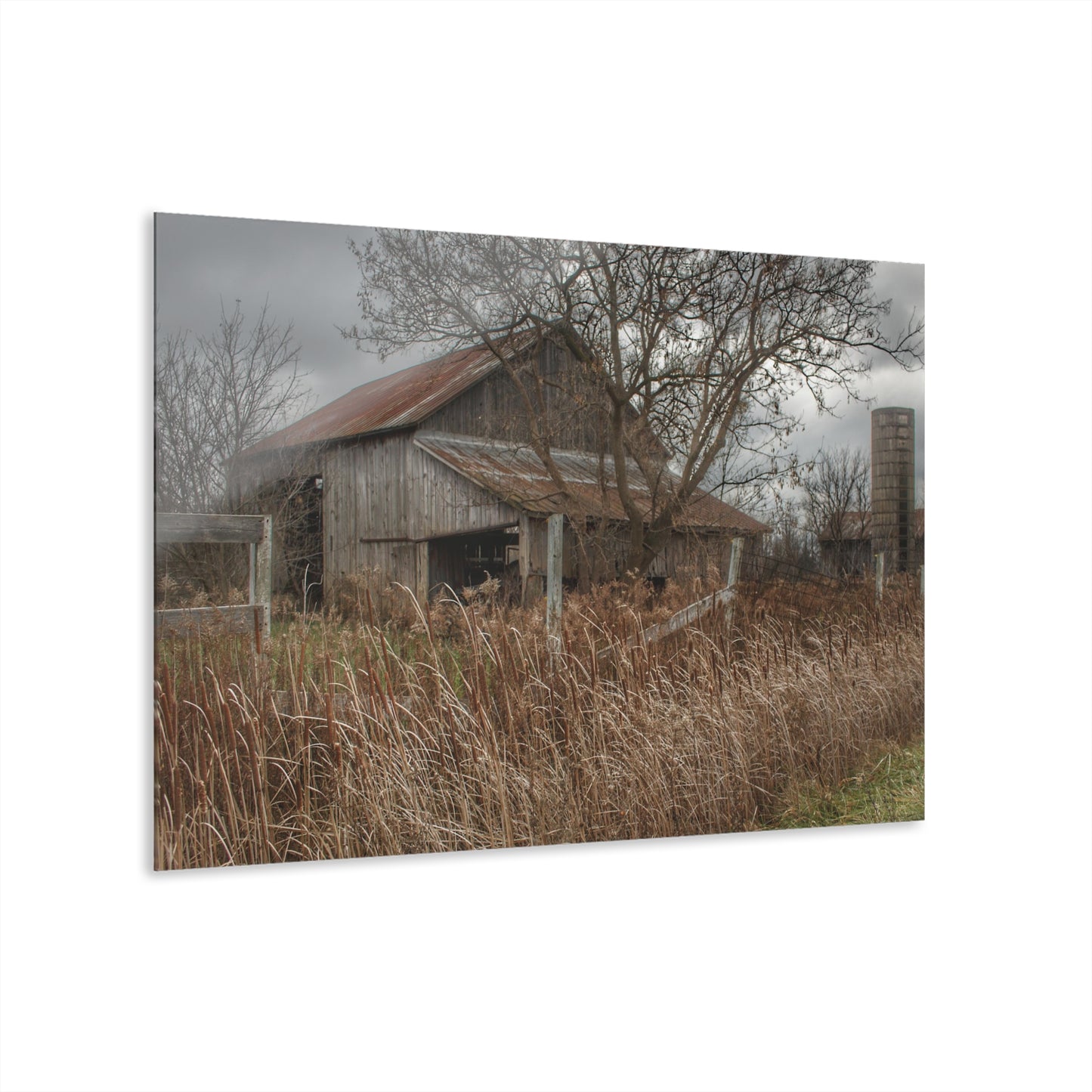 U R There Photography Grey Saltbox Rustic Farmhouse Acrylic Wall Print