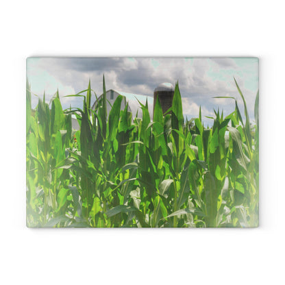 U R There Photography Beyond the Corn in Millington Rustic Farmhouse Tempered-Glass Cutting Board