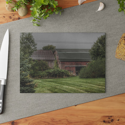 U R There Photography Bowers Road Grey Duo II Rustic Farmhouse Tempered-Glass Cutting Board