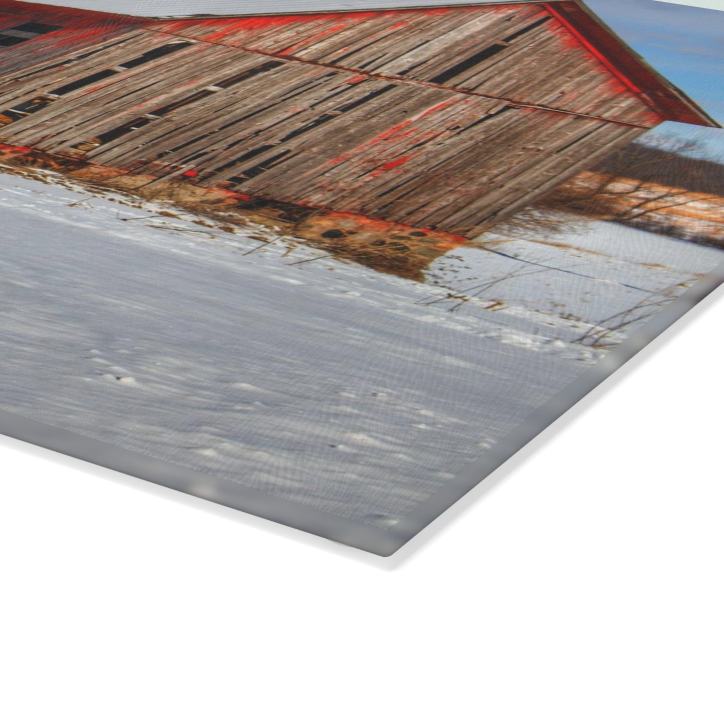 U R There Photography Barnes Road Little Red I Rustic Farmhouse Tempered-Glass Cutting Board