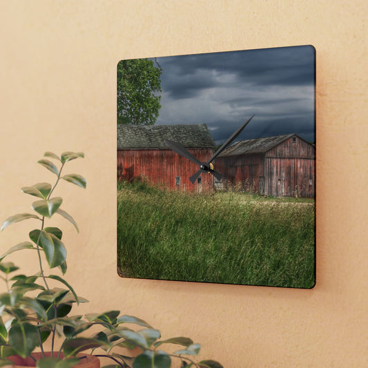 U R There Photography Hunters Creek Reds Rustic Farmhouse Acrylic Analog Wall Clock