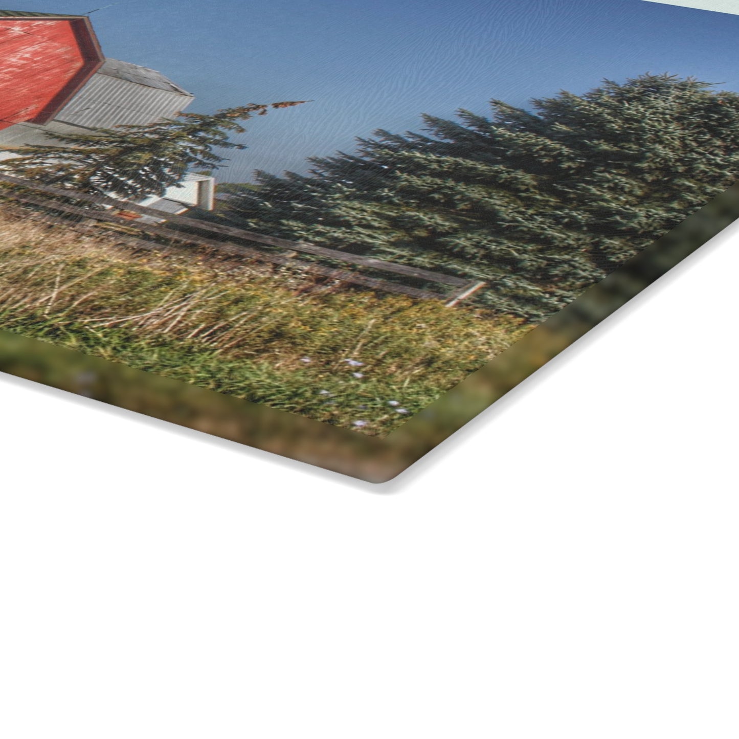 U R There Photography Elmwood Road Red III Rustic Farmhouse Tempered-Glass Cutting Board