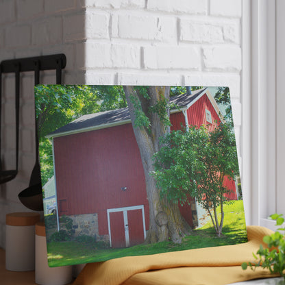 U R There Photography Court Street City Red Rustic Farmhouse Tempered-Glass Cutting Board