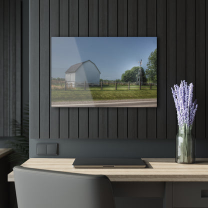 U R There Photography M-90 White and Windmill I Rustic Farmhouse Acrylic Wall Print