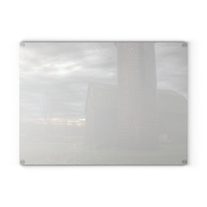 U R There Photography Pero Lake Road Grey II Rustic Farmhouse Tempered-Glass Cutting Board