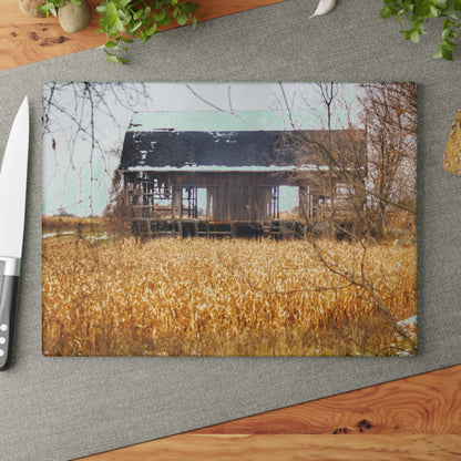 U R There Photography North Oxford Road Grey II Rustic Farmhouse Tempered-Glass Cutting Board