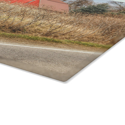U R There Photography South Lake Pleasant Road Red Rustic Farmhouse Tempered-Glass Cutting Board