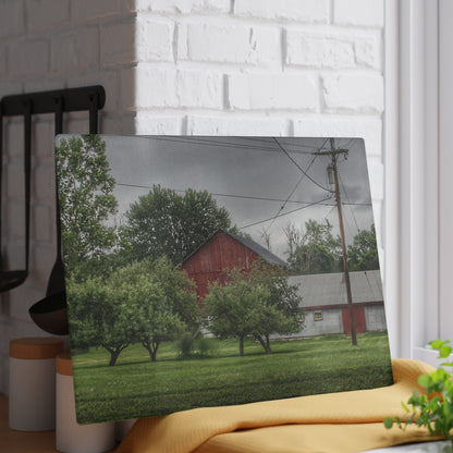U R There Photography Hidden Red of M-24 Rustic Farmhouse Tempered-Glass Cutting Board