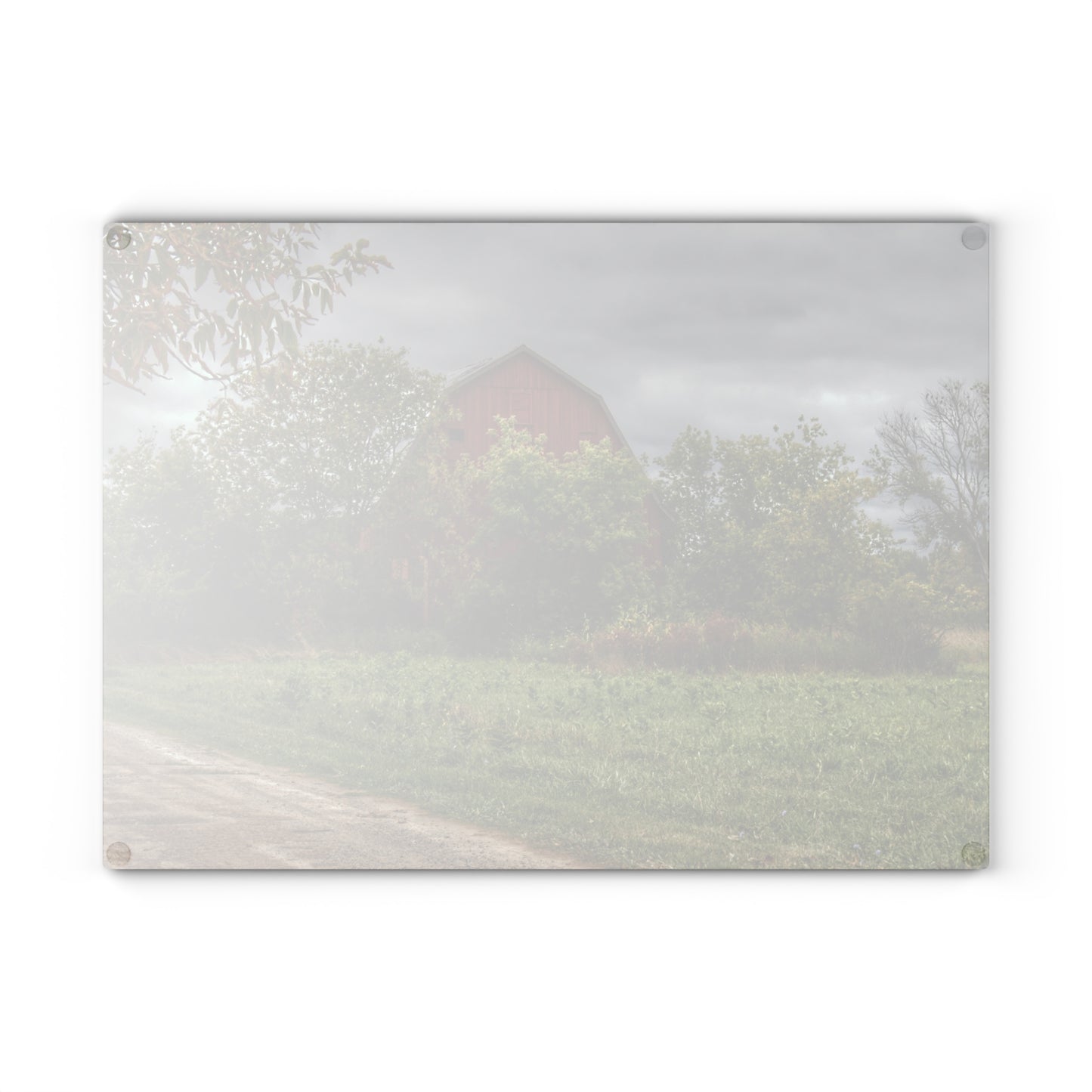 Barn Boutique Rustic Tempered-Glass Cutting Board| Bristol Road Hidden Red