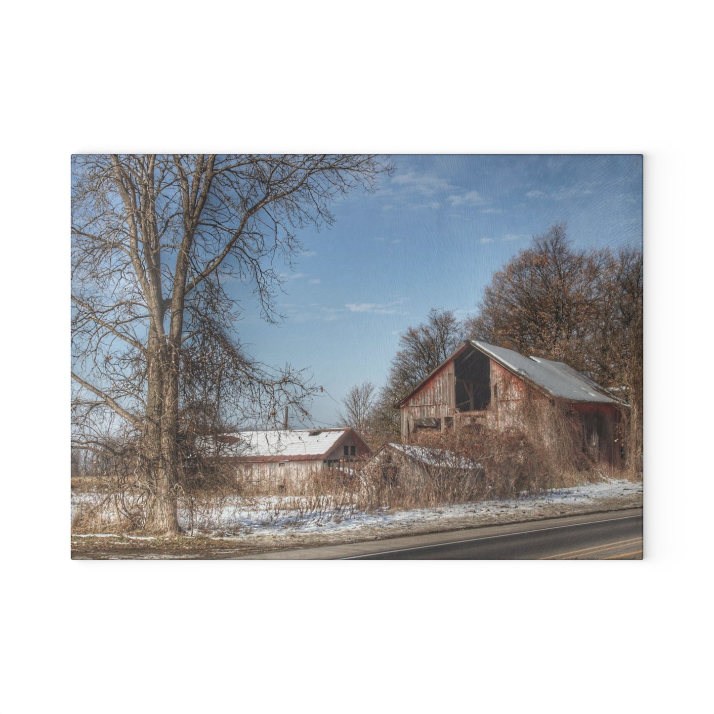 U R There Photography Almont Van Dyke Red I Rustic Farmhouse Tempered-Glass Cutting Board