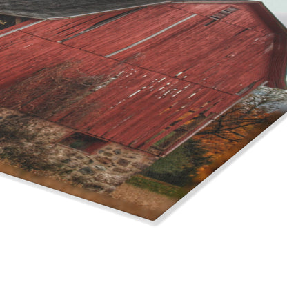 U R There Photography Laur Road Forgotten Red II Rustic Farmhouse Tempered-Glass Cutting Board