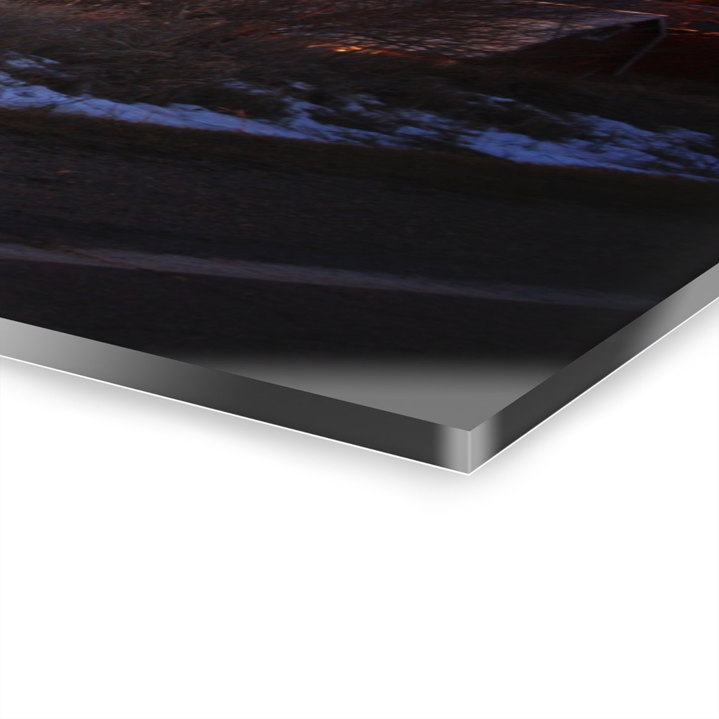 U R There Photography Mount Morris Road Reds and Silo in Winter Rustic Farmhouse Acrylic Wall Print