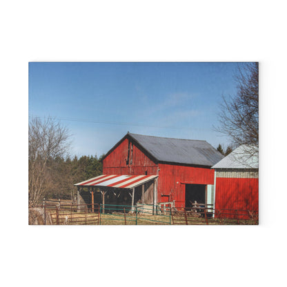 U R There Photography Cass City Carousel Red Rustic Farmhouse Tempered-Glass Cutting Board