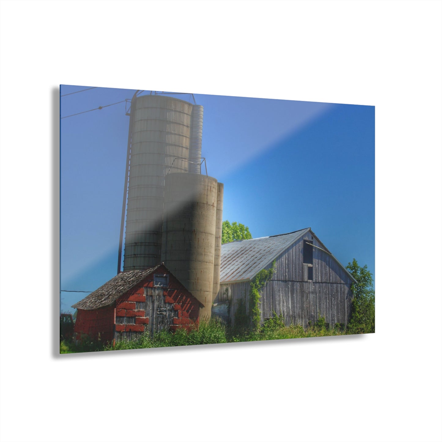 U R There Photography East Swaffer Grey and Little Red Rustic Farmhouse Acrylic Wall Print 14 "x 11"