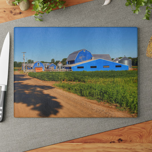 U R There Photography Kidder Road Blues I Rustic Farmhouse Tempered-Glass Cutting Board