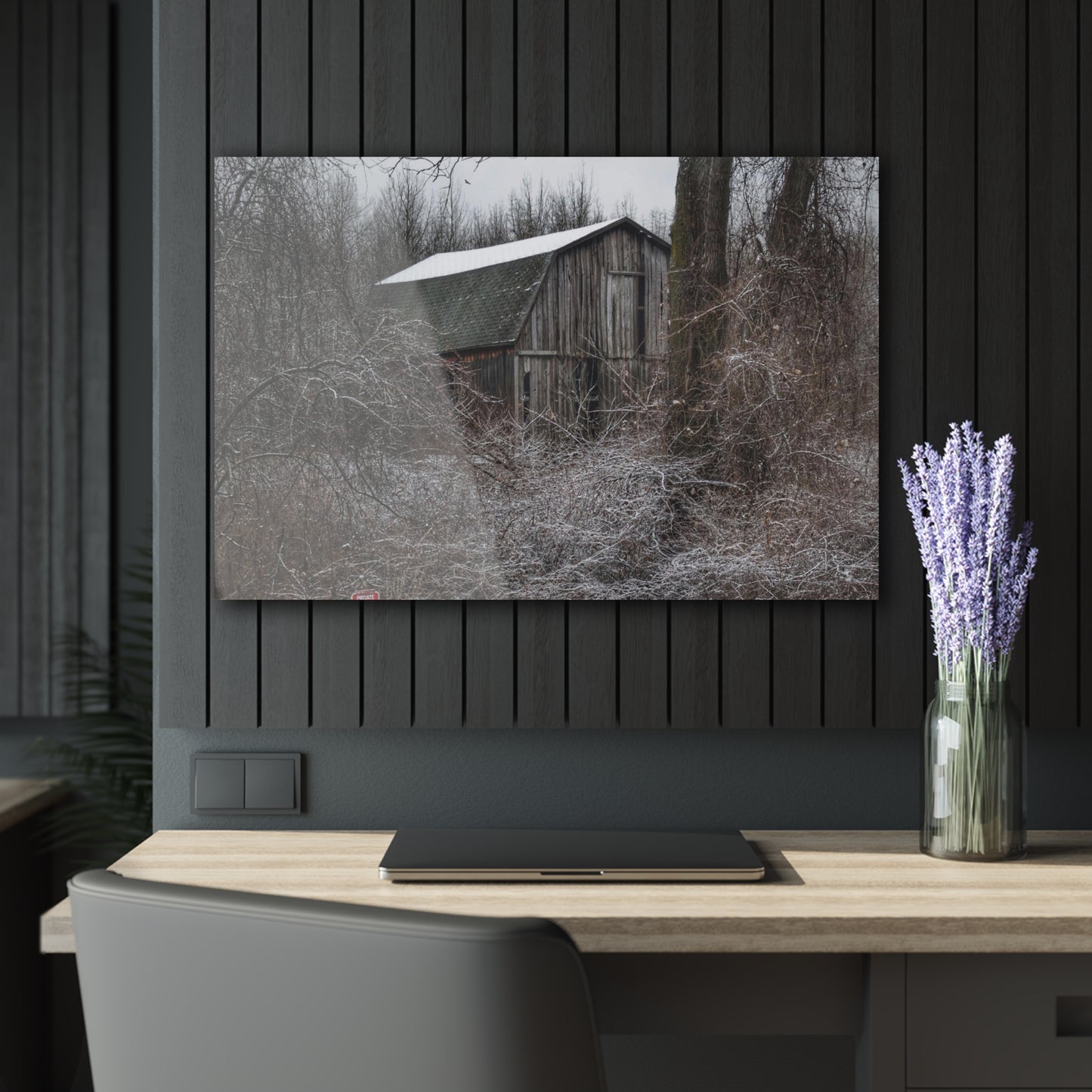 U R There Photography Saginaw Road Grey Rustic Farmhouse Acrylic Wall Print