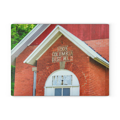 U R There Photography French Road Old Standard Schoolhouse II Rustic Farmhouse Tempered-Glass Cutting Board
