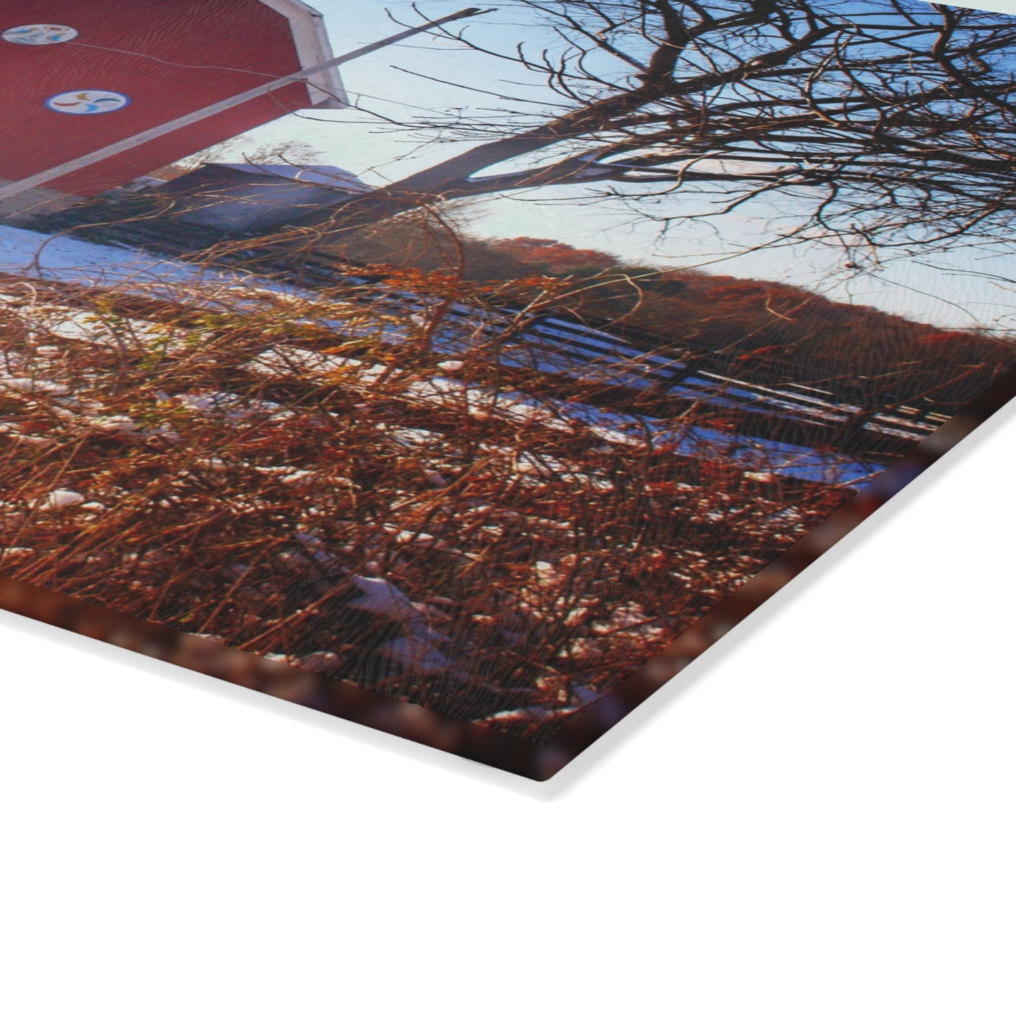 U R There Photography Groveland Red Rustic Farmhouse Tempered-Glass Cutting Board