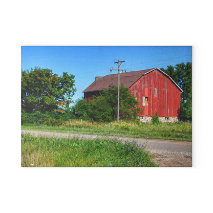 U R There Photography Armstrong Road Red II Rustic Farmhouse Tempered-Glass Cutting Board