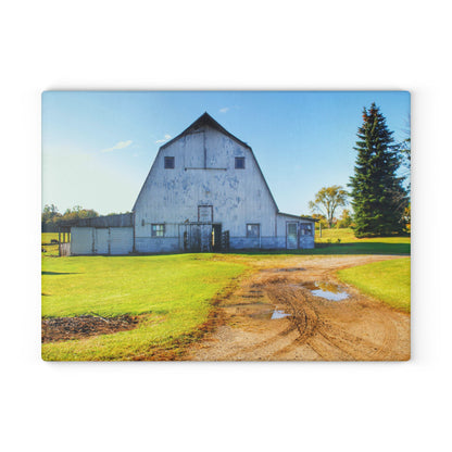 U R There Photography Yale Fremont Road Grey Rustic Farmhouse Tempered-Glass Cutting Board