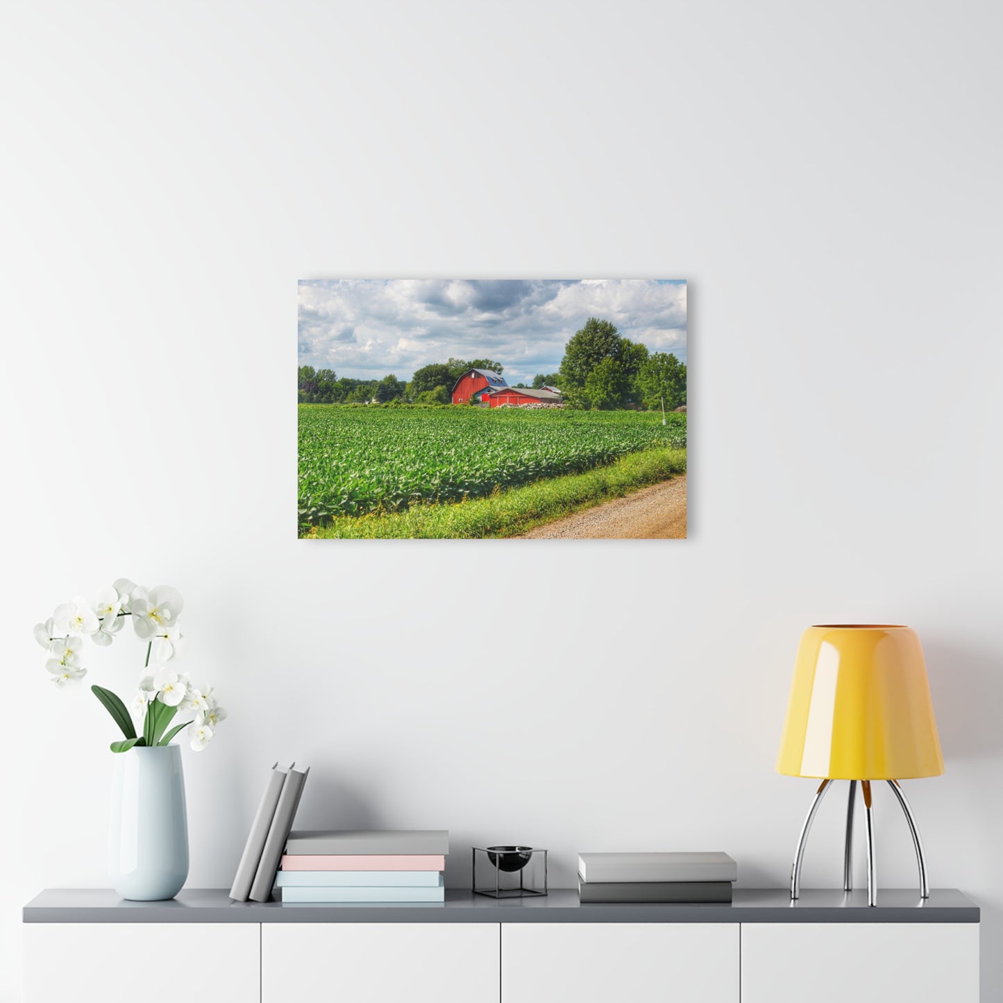 U R There Photography Block Road Reds Rustic Farmhouse Acrylic Wall Print
