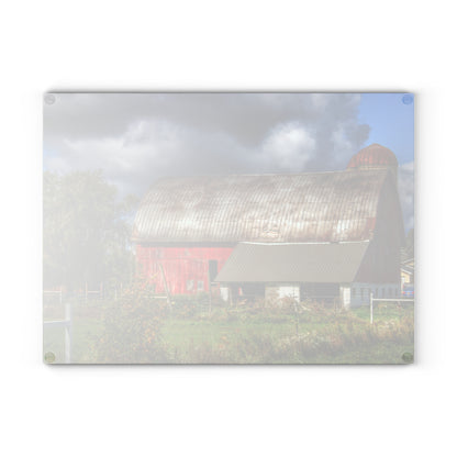 U R There Photography Washburn Rusted Red Rustic Farmhouse Tempered-Glass Cutting Board