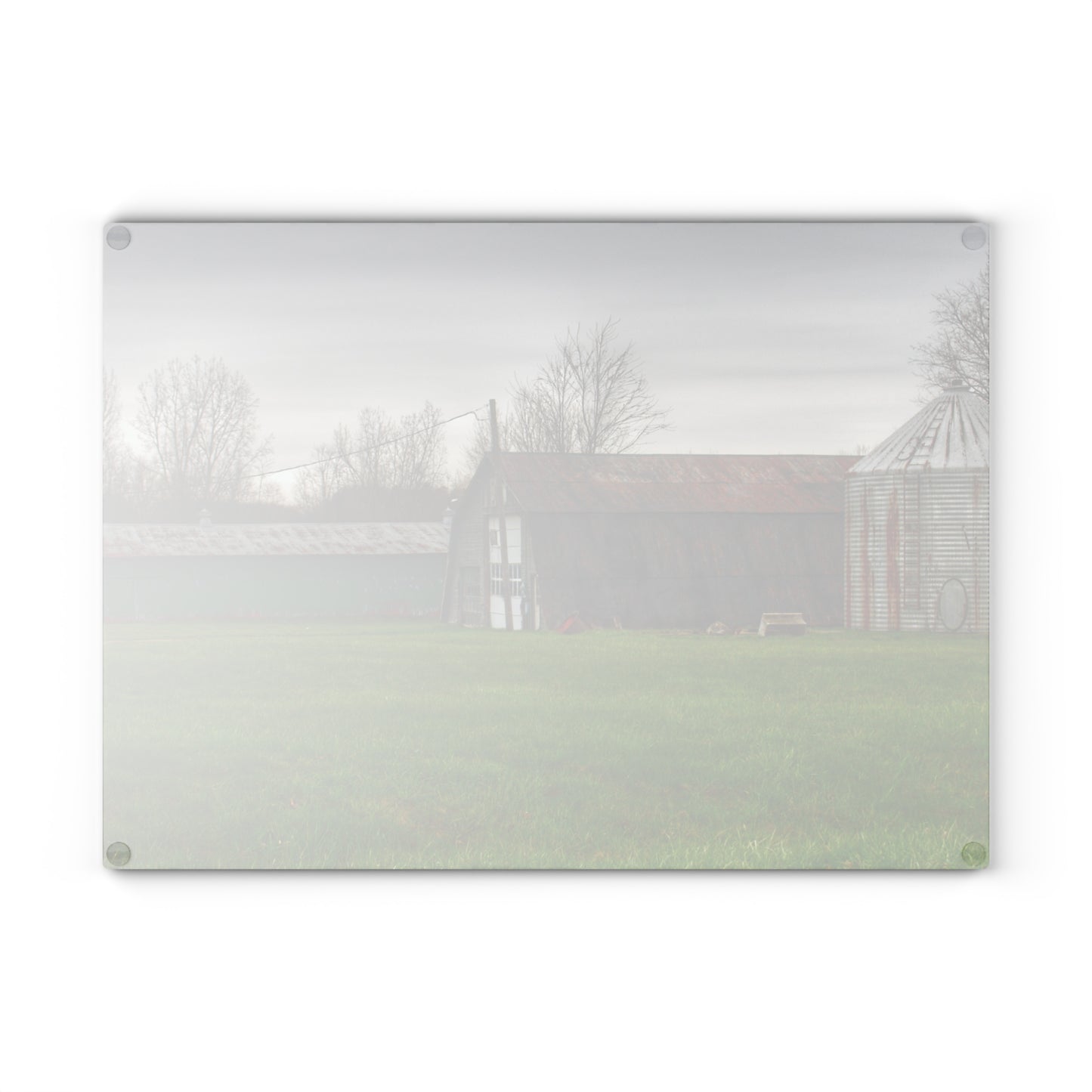 U R There Photography Hough Road Green Quonset III Rustic Farmhouse Tempered-Glass Cutting Board