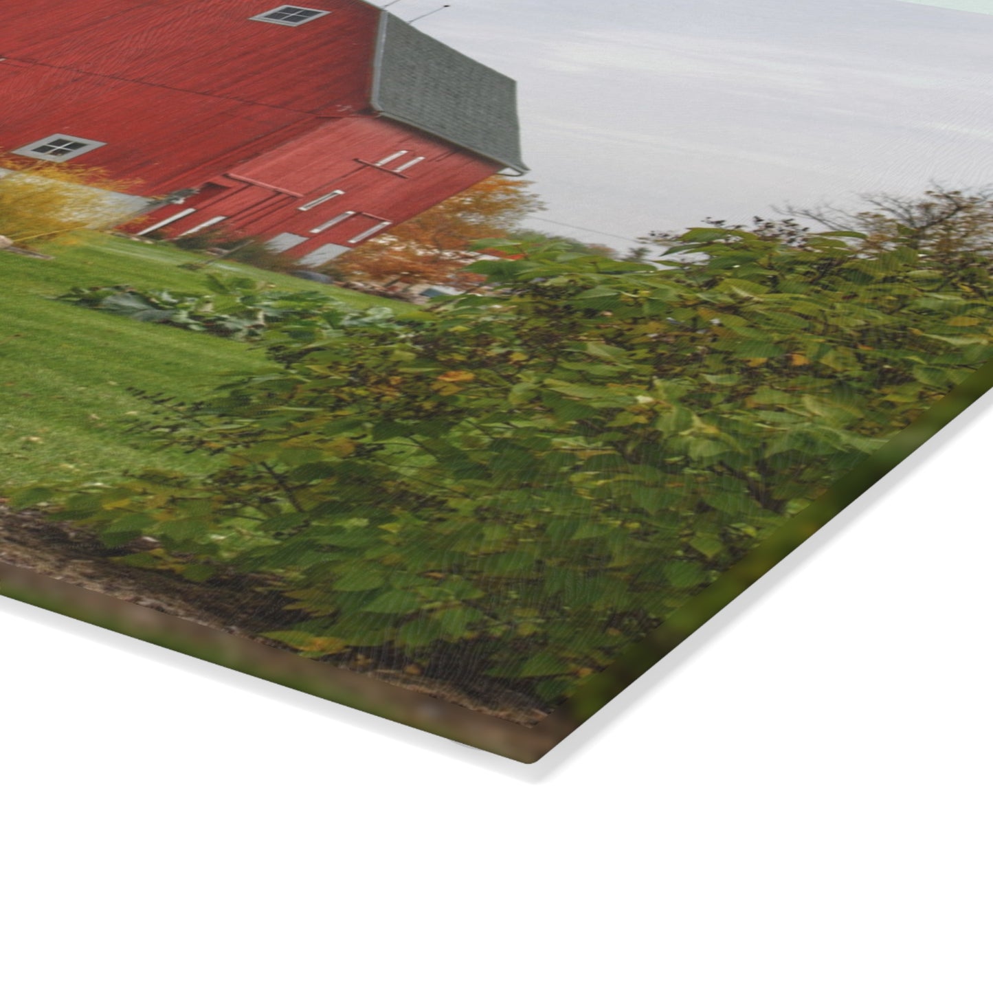 U R There Photography Potters Road Reds Rustic Farmhouse Tempered-Glass Cutting Board