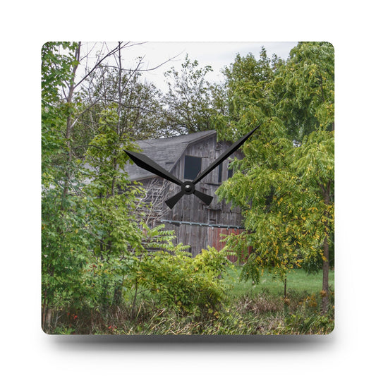 Hayes Road Hidden I Rustic Farmhouse Acrylic Analog Wall Clock 10.75'' × 10.75'' (Square)
