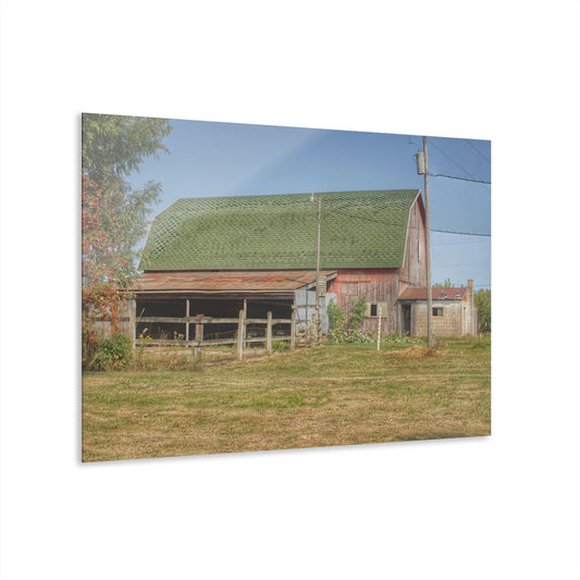 U R There Photography Farrand Road Red with Corral Rustic Farmhouse Acrylic Wall Print