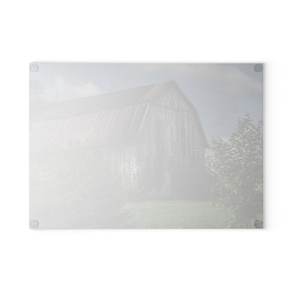 U R There Photography Columbiaville Grey Rustic Farmhouse Tempered-Glass Cutting Board