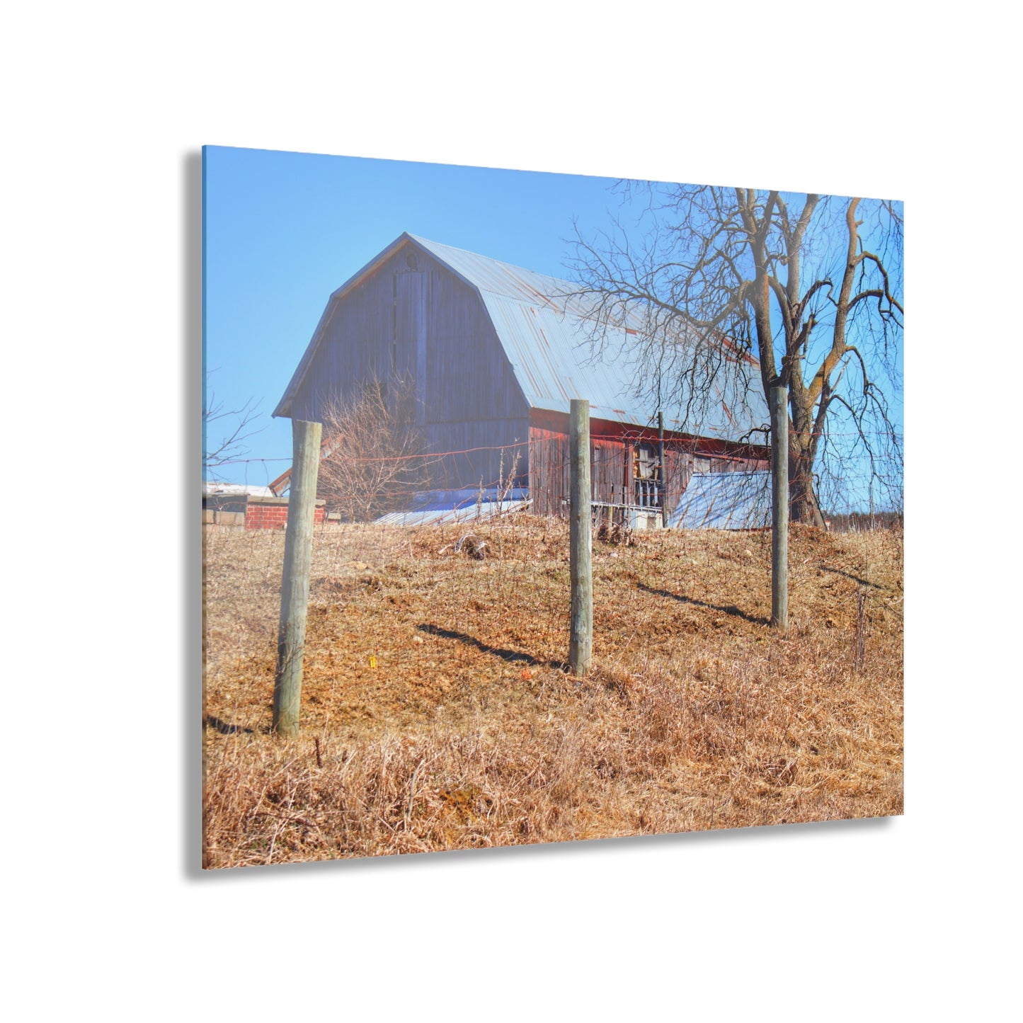 U R There Photography Marathon Haybarn on the Hill II Rustic Farmhouse Acrylic Wall Print