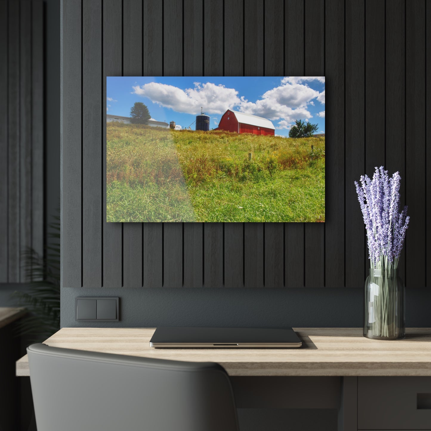 U R There Photography South Henderson Road Hilltop Red II Rustic Farmhouse Acrylic Wall Print