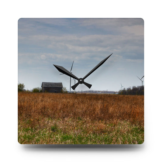 Surin Road Grey Rustic Farmhouse Acrylic Analog Wall Clock 10.75'' × 10.75'' (Square)