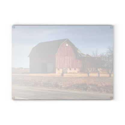 U R There Photography Elmwood Forgotten Apple Red Rustic Farmhouse Tempered-Glass Cutting Board