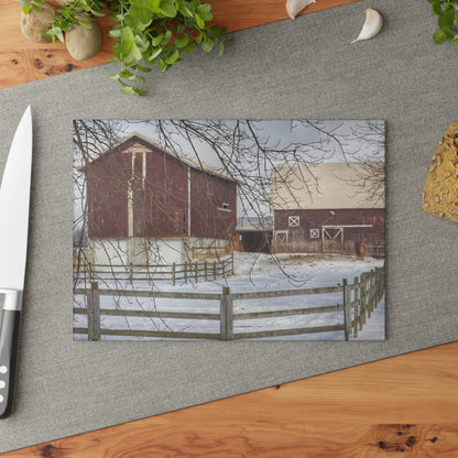 U R There Photography Ebeling Brown Rustic Farmhouse Tempered-Glass Cutting Board